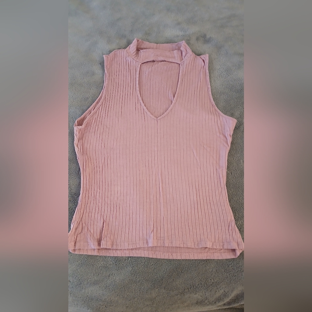 Timing Pink Ribbed Tank Top